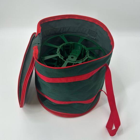 Set Of Red Wrapping Paper Organizer & Green Christmas Lights Reel Storage W/ Bag - Picture 4 of 7